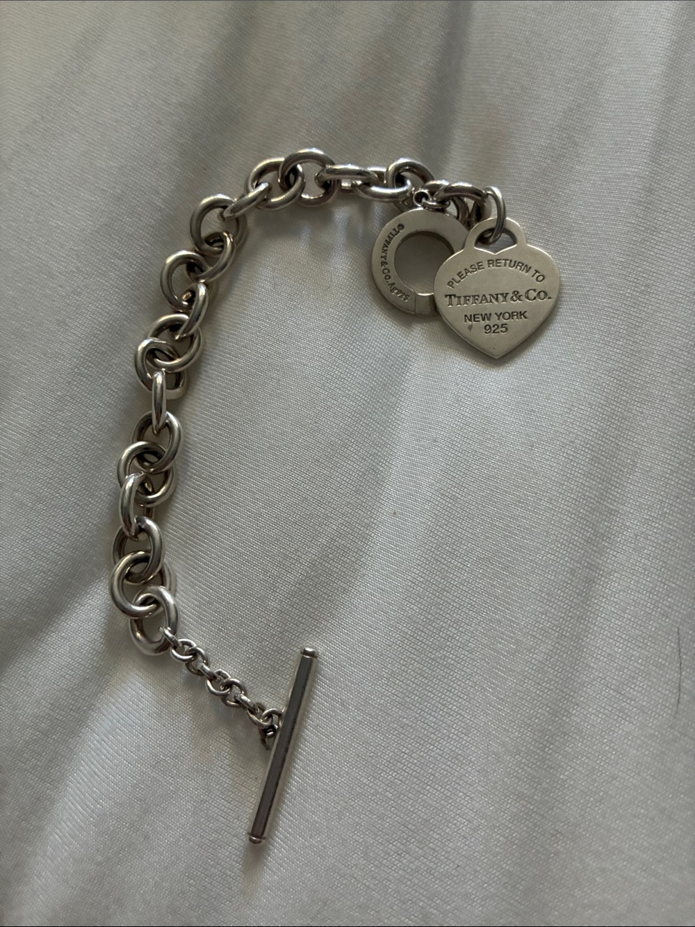 Tiffany & Co. Sterling Silver Heart Tag Toggle Bracelet - Silver